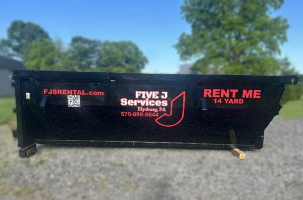 A black box with red lettering on the side of it.